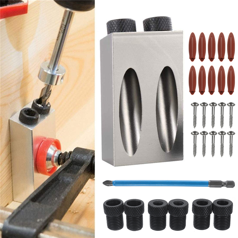 28PCS-Woodworking-Oblique-Hole-Drill-15-Degree-Angle-Inclined-Hole-Locator-Pocket-Hole-Jig-1635822-1