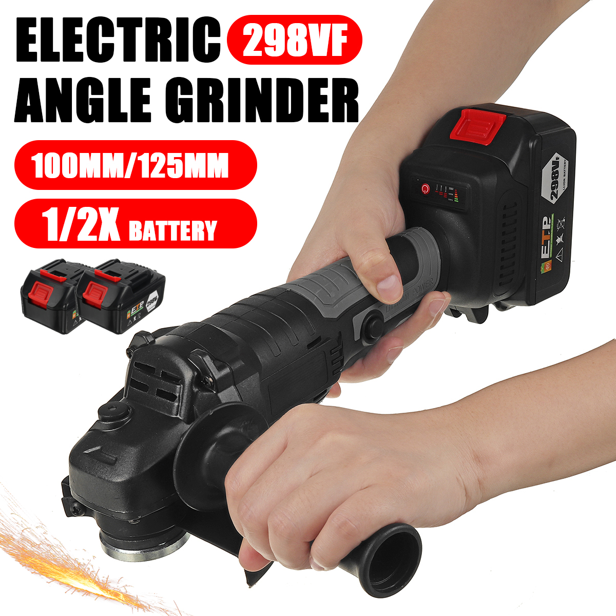 298VF-100mm125mm-100mAh-Brushless-Cordless-Angle-Grinder-Polishing-Cutting-Grinding-Tool-W-12-Batter-1858745-2