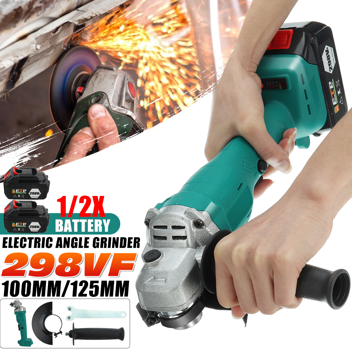 298VF-100mm125mm-1300mAh-Brushless-Cordless-Angle-Grinder-Cutting-Grinding-Polishing-Tool-W-12-Batte-1858742-2