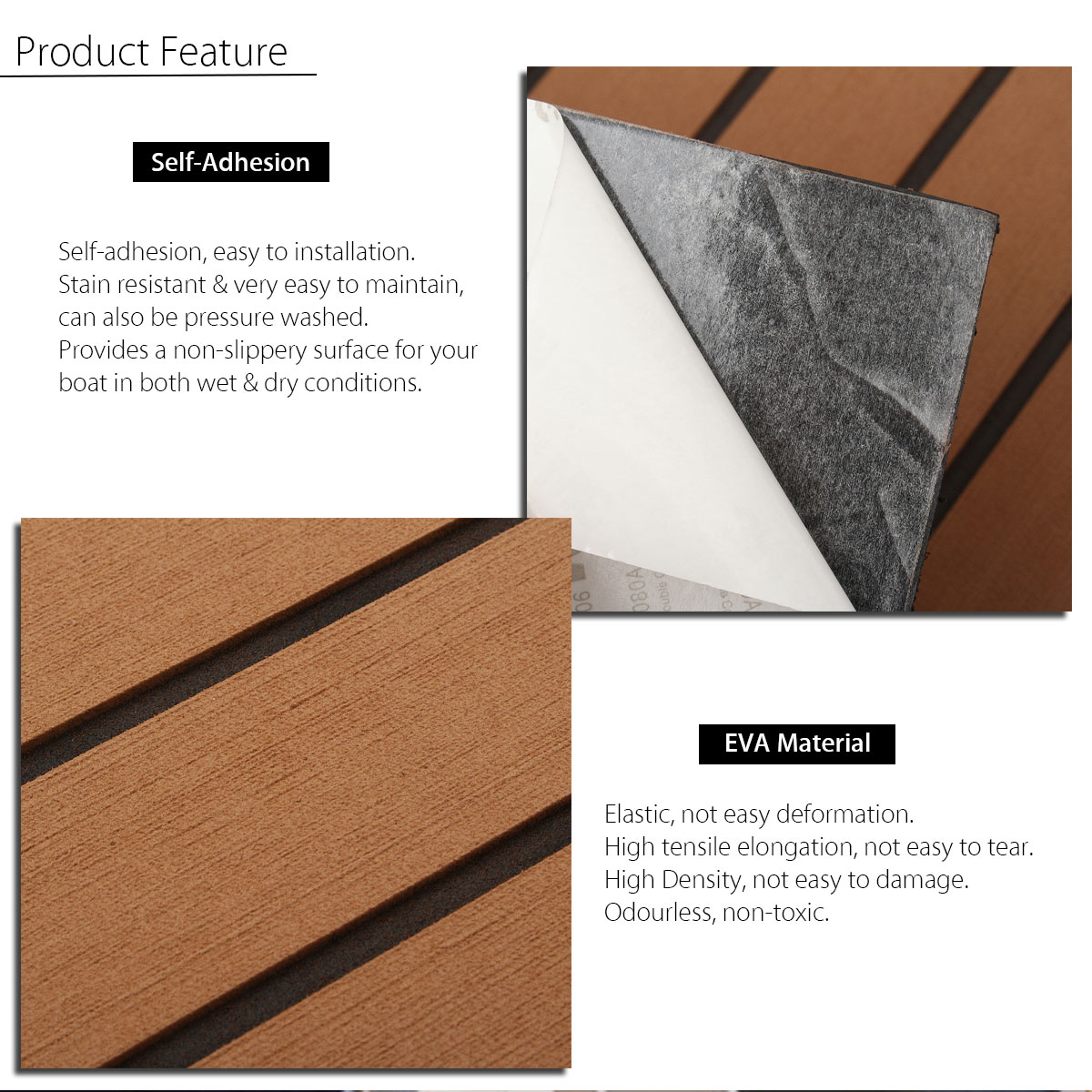 300cm-x-90cm-x-6mm-EVA-Foam-Faux-Teak-Sheet-Brown-with-Black-Lines-Boat-Yacht-Synthetic-Teak-1717620-2