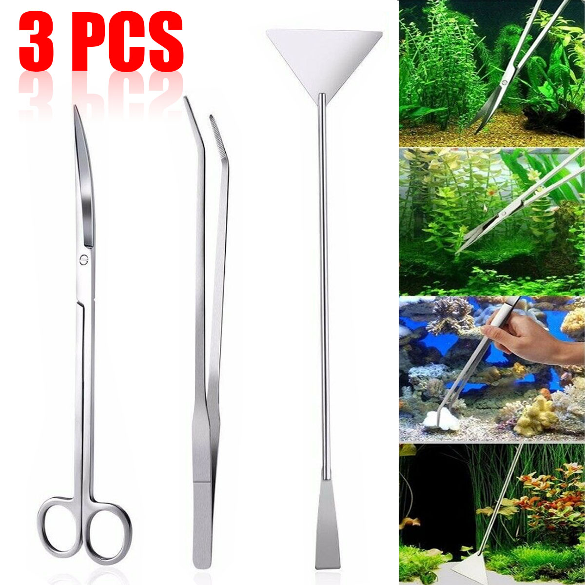 345Pcs-Aquarium-Fish-Tank-Tools-Scissors-Tweezers-Aquatic-Stainless-Trim-Tool-1669408-2