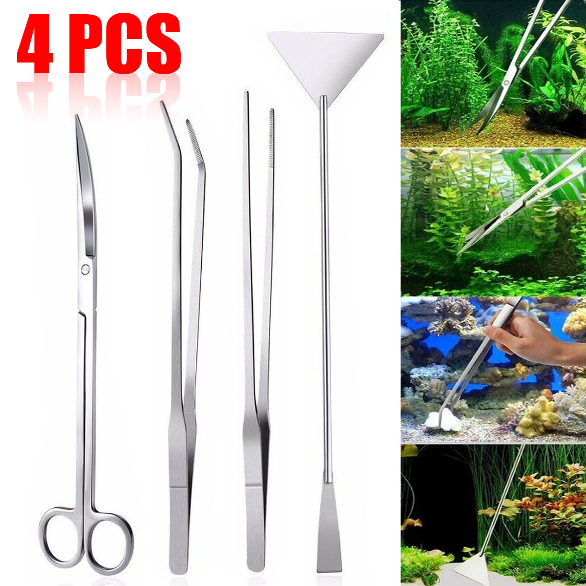 345Pcs-Aquarium-Fish-Tank-Tools-Scissors-Tweezers-Aquatic-Stainless-Trim-Tool-1669408-3