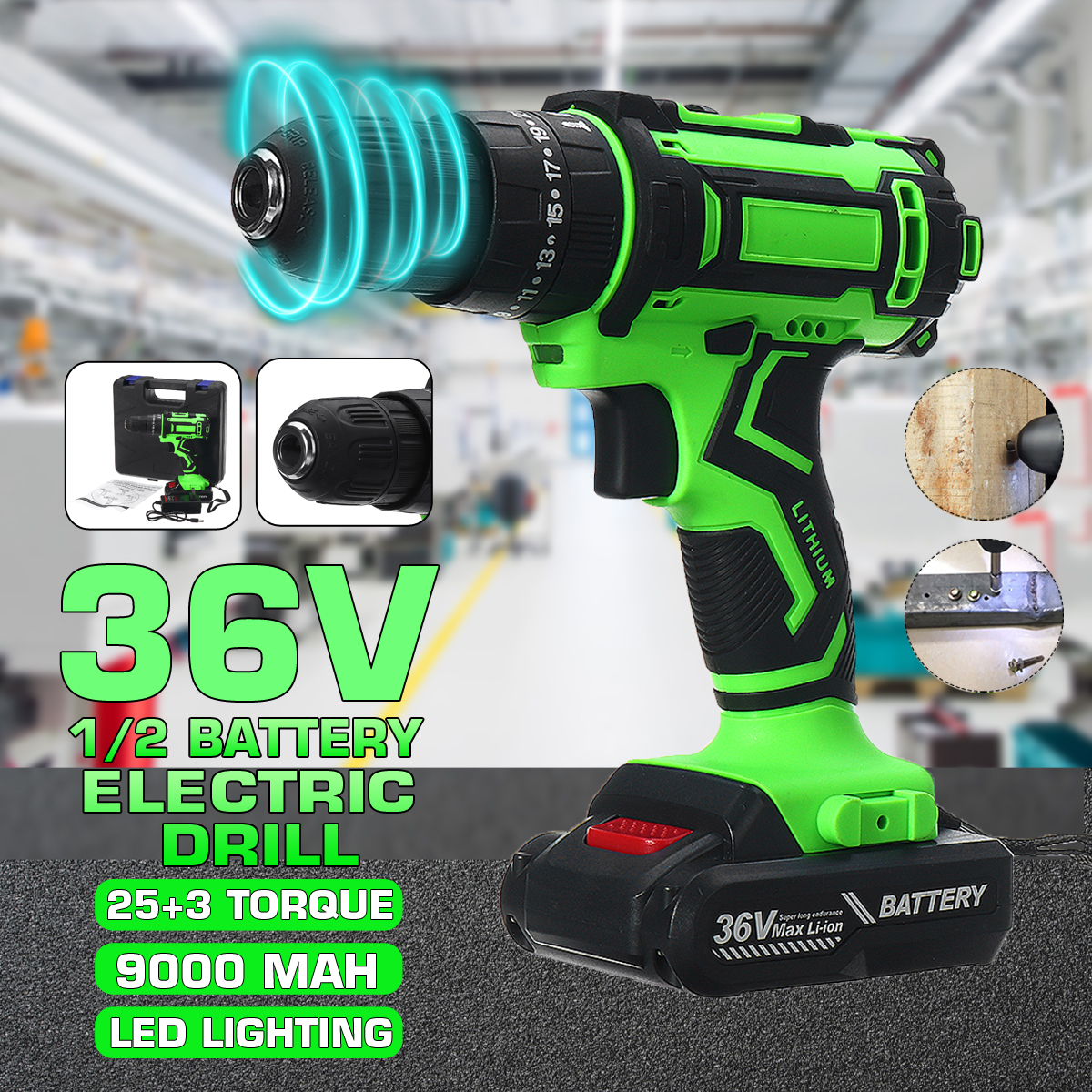 36V-Electric-Hand-Drill-Driver-253-Torque-Setting-Power-Drilling-DIY-Work-W-1-Or-2-Li-ion-battery-1582717-2