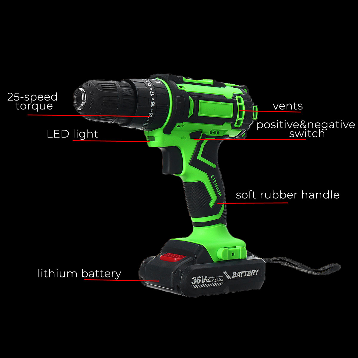 36V-Electric-Hand-Drill-Driver-253-Torque-Setting-Power-Drilling-DIY-Work-W-1-Or-2-Li-ion-battery-1582717-9