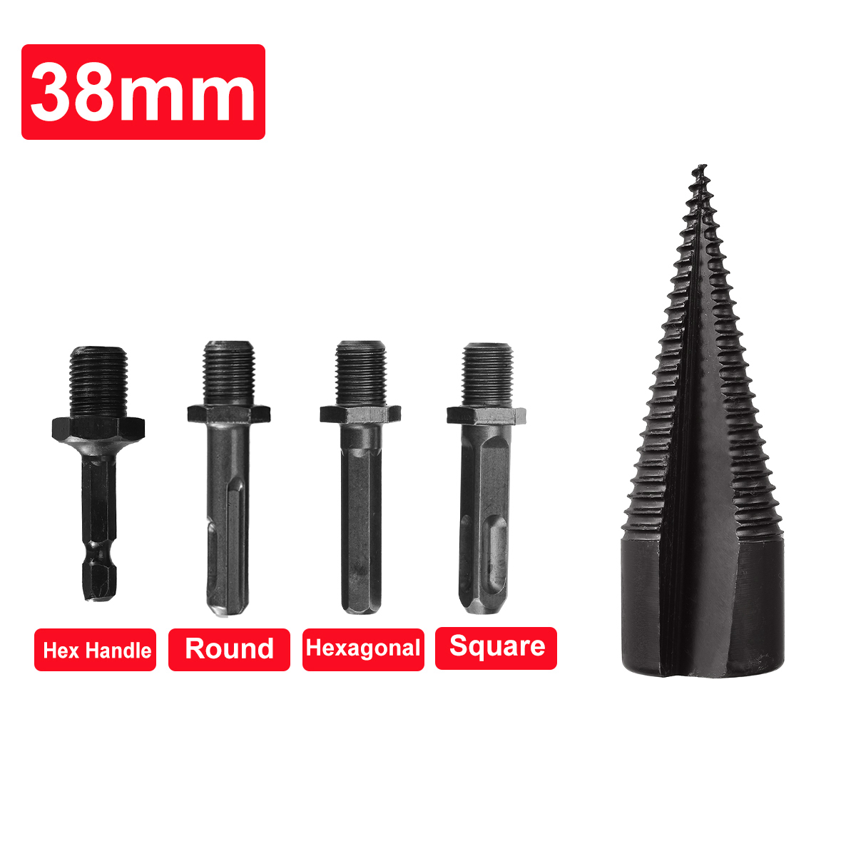 384245mm-U-Shape-Firewood-Splitter-Drill-Bit-Round-Hex-Square-Shank-Wood-Cone-Reamer-Punch-Driver-Bi-1937997-3