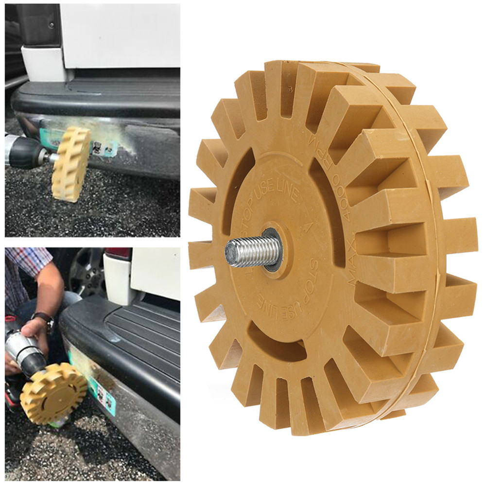 4-Inch-Rubber-Decal-Eraser-Caramel-Wheel-Removal-with-Power-Drill-Arbor-Drill-Adapter-1436257-1