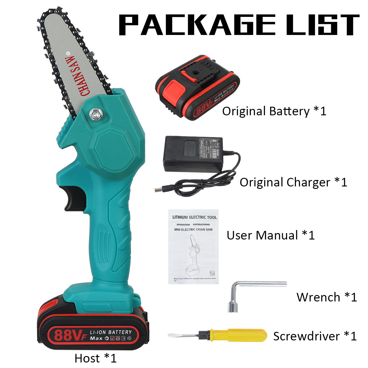 4-inch-88VF-1080W-Electric-Cordless-Chain-Saw-Chainsaw-Handheld-Woodworking-W-Battery-Kit-1917631-5