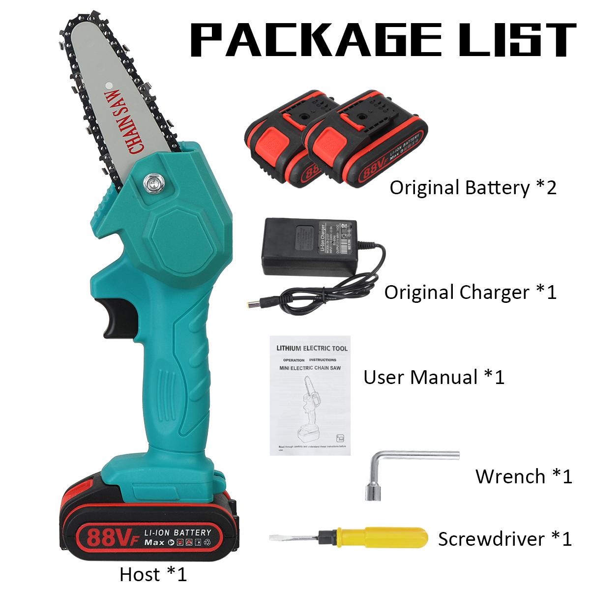 4-inch-88VF-1080W-Electric-Cordless-Chain-Saw-Chainsaw-Handheld-Woodworking-W-Battery-Kit-1917631-6
