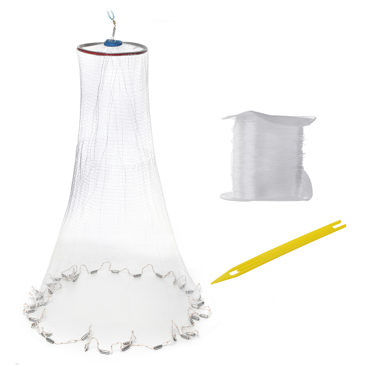 42M-14FT-Hand-Easy-Throw-Manual-Fishing-Net-Spin-Bait-Casting-Nylon-Line-Sinker-1590417-2