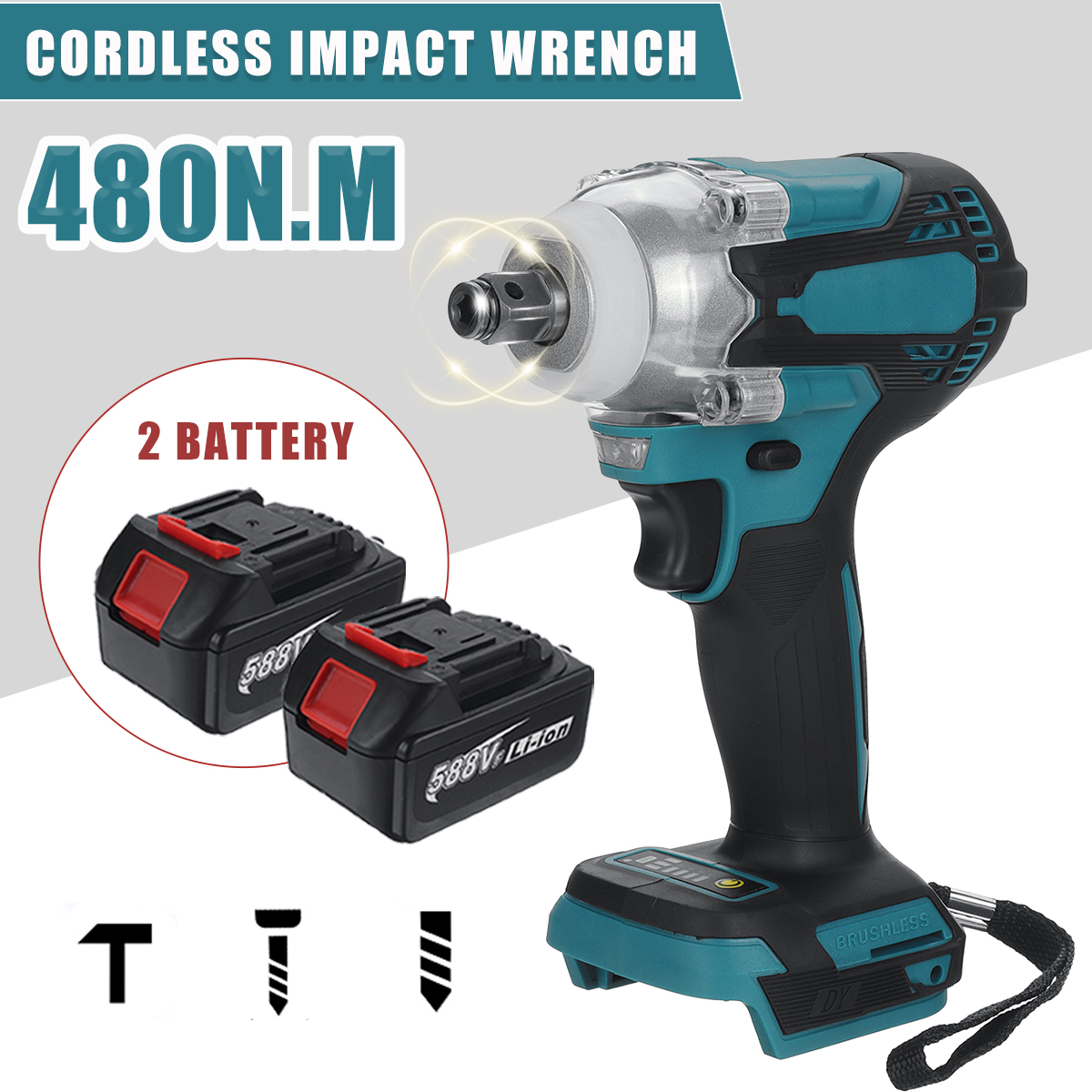 480Nm-Wireless-Eletric-Impact-Wrench-10-Cell-Li-ion-Battery-Wrench-Woodworking-Tool-W-None12-Battery-1866607-2