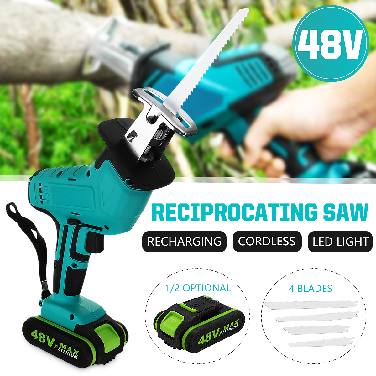 48V-12-Battery-Rechargeable-Cordless-Reciprocating-Saw-JigsawBladesLED-Light-1692721-2