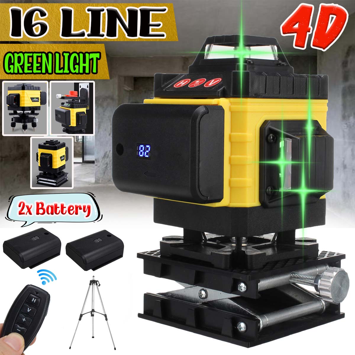 4D-16-Lines-Green-Light--Laser-Levels-360deg-Self-Leveling-Cross-Horizontal-Measure-with-2-Batteries-1937801-1
