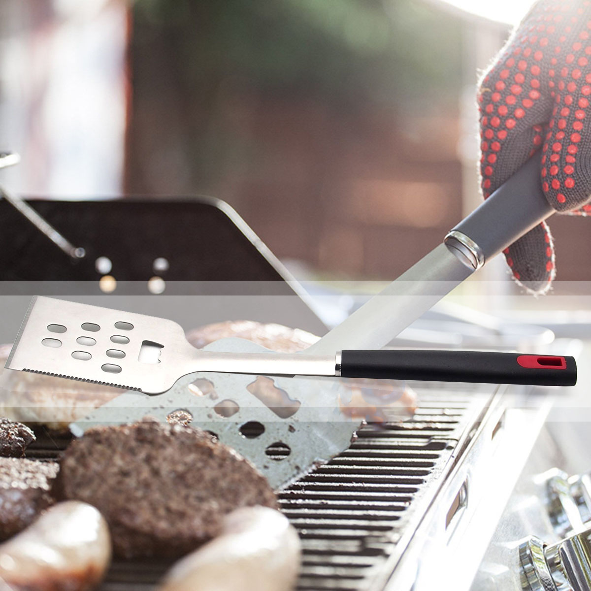 4PCS-BBQ-Stainless-Steel-Barbecue-Utensils-Kit-Outdoor-Grill-Tools-Brush-Tong-Tools-Kit-1708219-3