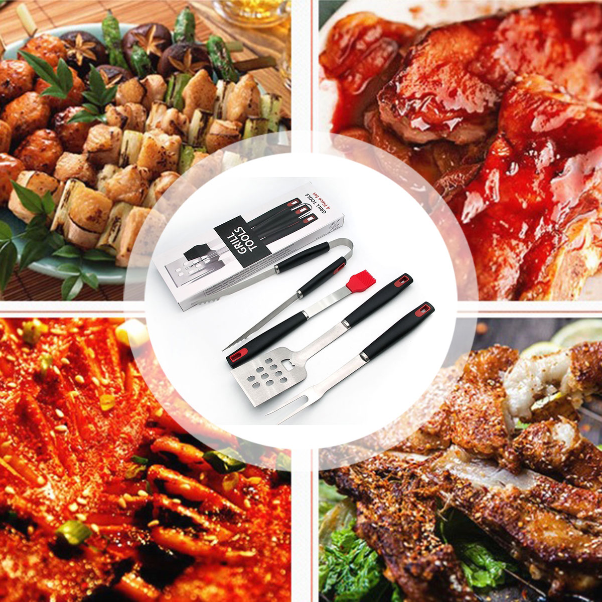 4PCS-BBQ-Stainless-Steel-Barbecue-Utensils-Kit-Outdoor-Grill-Tools-Brush-Tong-Tools-Kit-1708219-4