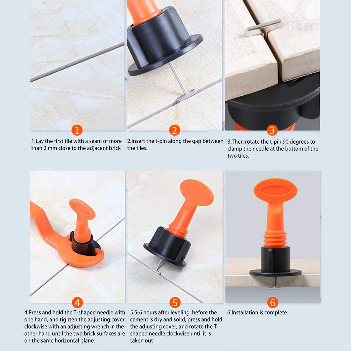 50pcs-Flat-Ceramic-Floor-Wall-Construction-Tools-Reusable-Tile-Leveling-System-Kittile-Kit-1778804-5