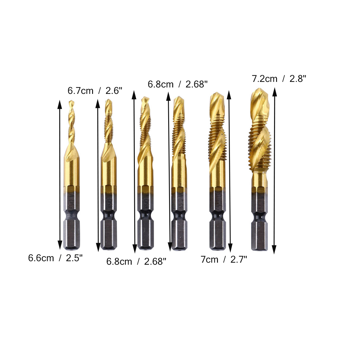 6pcs-14-Inch-M3-M10-Composite-Tap-HSS-Combination-Drill-Tap-Bit-Set-Hex-Shank-Deburr-Countersink-Bit-1730756-2