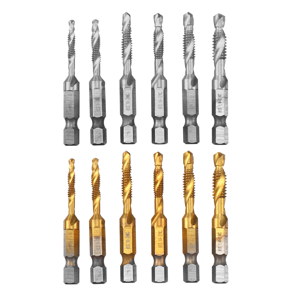 6pcs-14-Inch-M3-M10-Composite-Tap-HSS-Combination-Drill-Tap-Bit-Set-Hex-Shank-Deburr-Countersink-Bit-1730756-3
