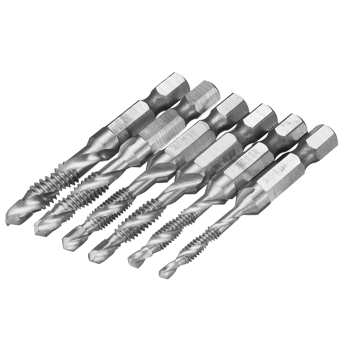 6pcs-14-Inch-M3-M10-Composite-Tap-HSS-Combination-Drill-Tap-Bit-Set-Hex-Shank-Deburr-Countersink-Bit-1730756-5