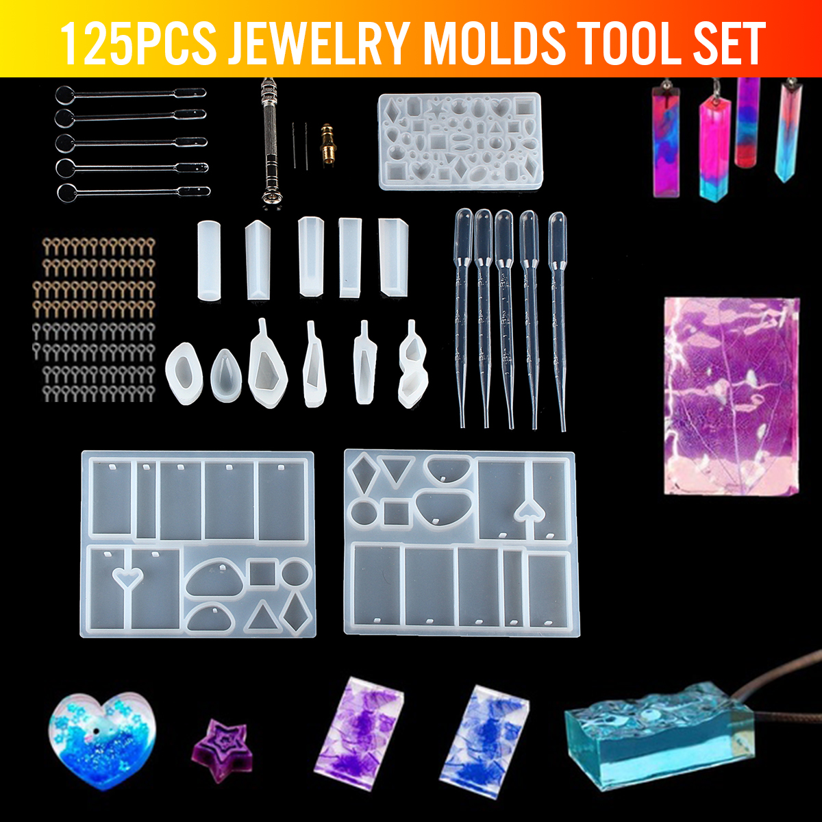 77Pcs-Resin-Jewery-Making-Tools-Silicone-Mold-Making-Jewelry-Pendant-Craft-DIY-Set-1394066-1