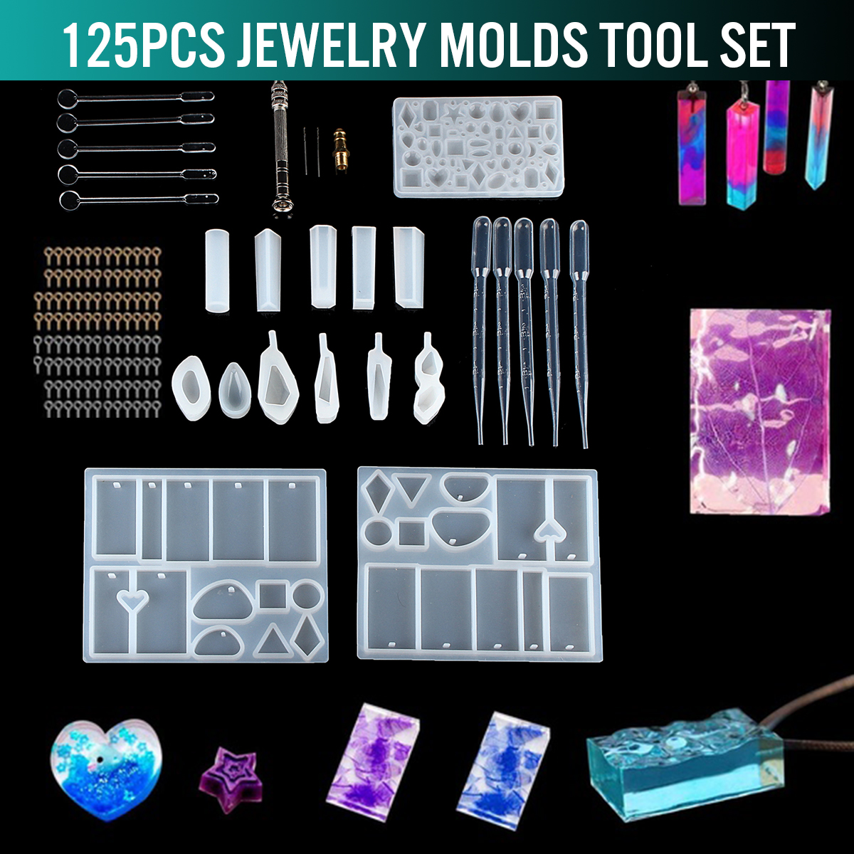 77Pcs-Resin-Jewery-Making-Tools-Silicone-Mold-Making-Jewelry-Pendant-Craft-DIY-Set-1394066-2