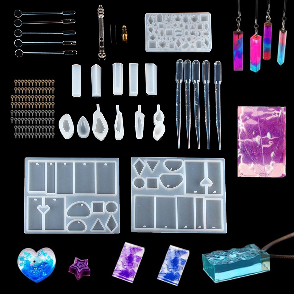 77Pcs-Resin-Jewery-Making-Tools-Silicone-Mold-Making-Jewelry-Pendant-Craft-DIY-Set-1394066-6