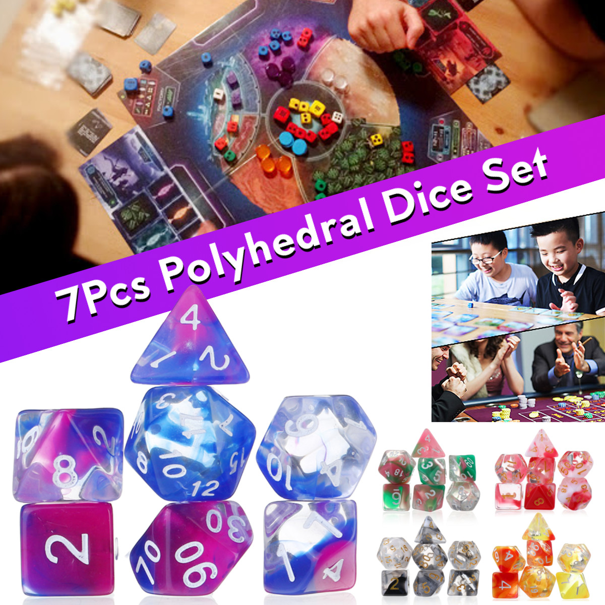 7Pcs-Glitter-Clear-Polyhedral-Dice-Resin-Dices-Set-Role-Playing-Board-Party-Table-Game-Gift-1818684-1