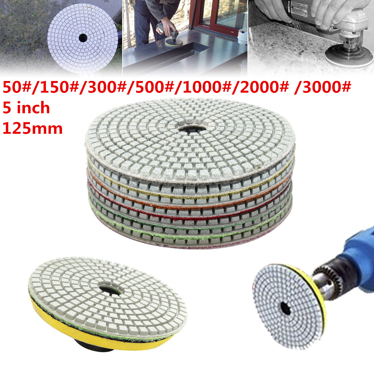 7pcs-5-Inch-50-3000-Grit-Diamond-Polishing-Pad-Sanding-Disc-for-Marble-Concrete-Granite-Glass-1268129-1