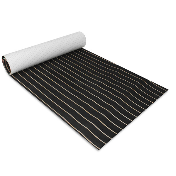 90cmx240cmx6mm-Black-with-Yellow-Line-EVA-Foam-Marine-Flooring-Faux-Teak-Boat-Decking-Sheet-1240533-2