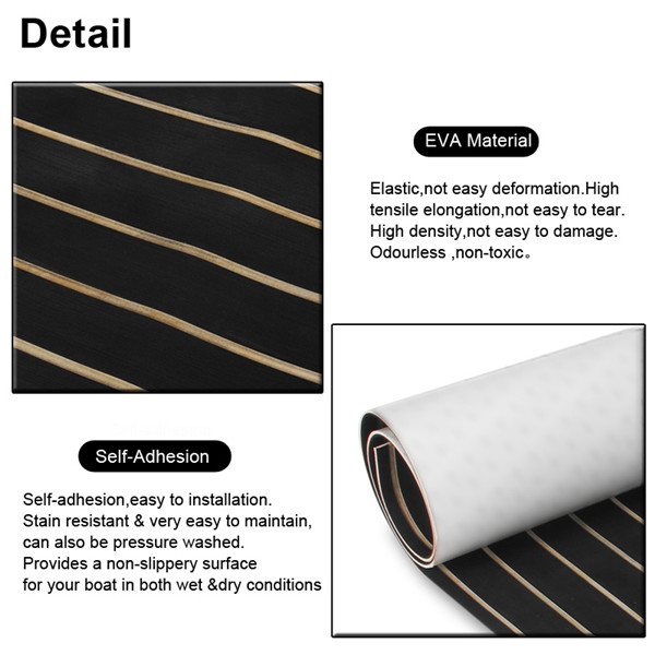 90cmx240cmx6mm-Black-with-Yellow-Line-EVA-Foam-Marine-Flooring-Faux-Teak-Boat-Decking-Sheet-1240533-3