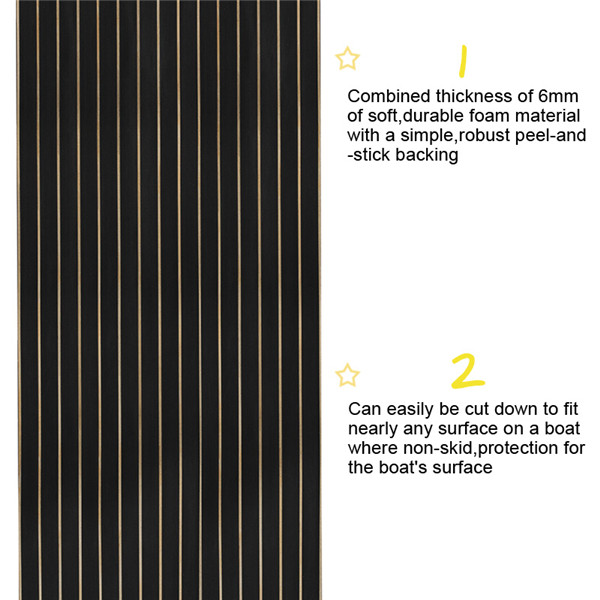 90cmx240cmx6mm-Black-with-Yellow-Line-EVA-Foam-Marine-Flooring-Faux-Teak-Boat-Decking-Sheet-1240533-4