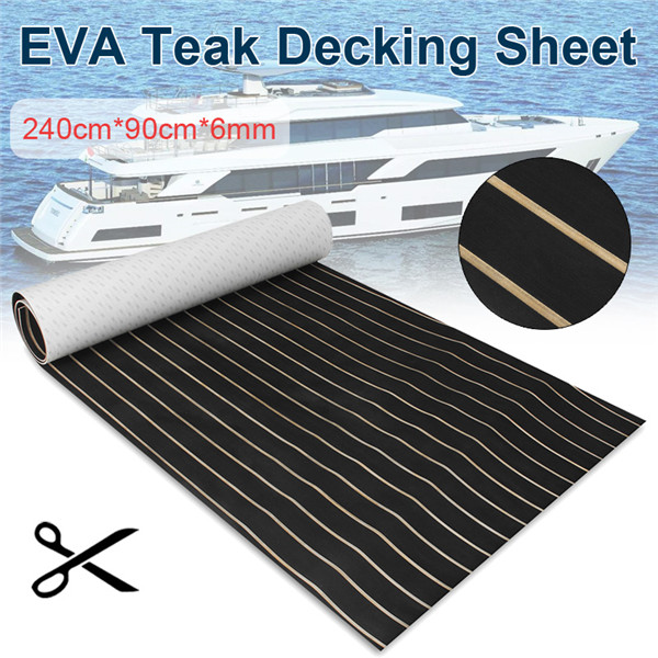 90cmx240cmx6mm-Black-with-Yellow-Line-EVA-Foam-Marine-Flooring-Faux-Teak-Boat-Decking-Sheet-1240533-10