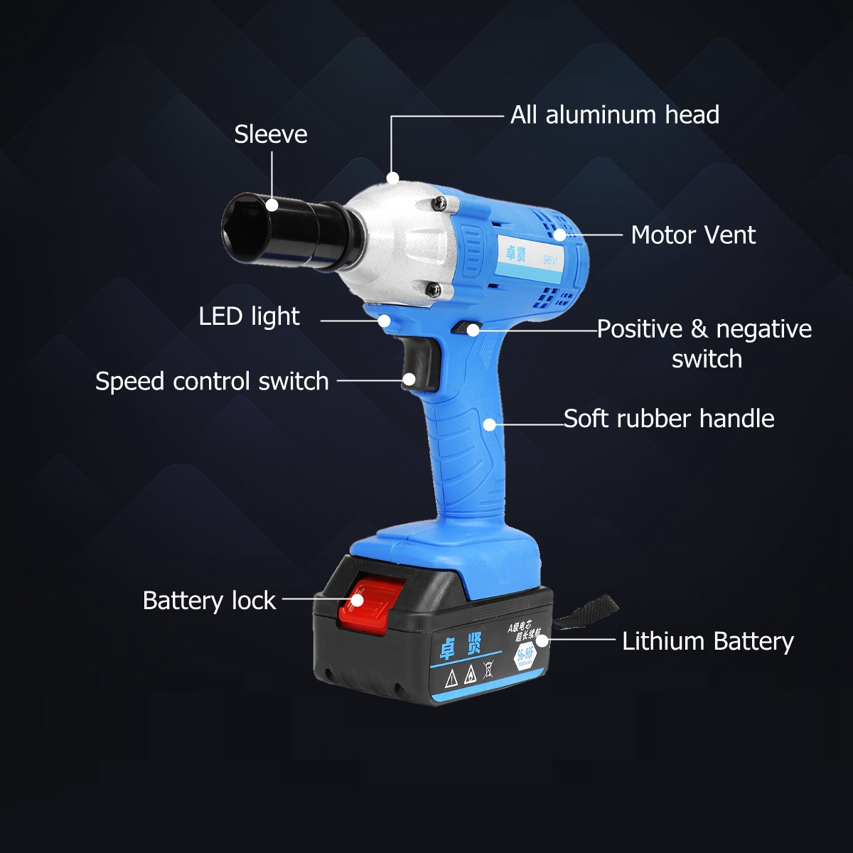 96V-Electric-Cordless-Wrench-320nm-High-Torque-Driver-Tool-W-2-Lithium-Battery-1447821-4