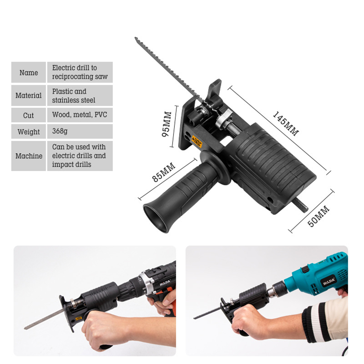 BLMIATKO-Electric-Drill-Modified-To-Electric-Saws-Reciprocating-Saw-Adapter-Accessory-with-Sawblade--1937499-11