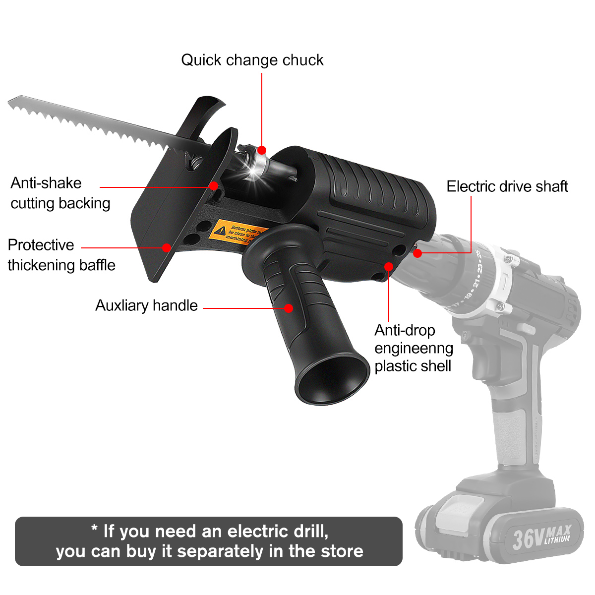 BLMIATKO-Electric-Drill-Modified-To-Electric-Saws-Reciprocating-Saw-Adapter-Accessory-with-Sawblade--1937499-9