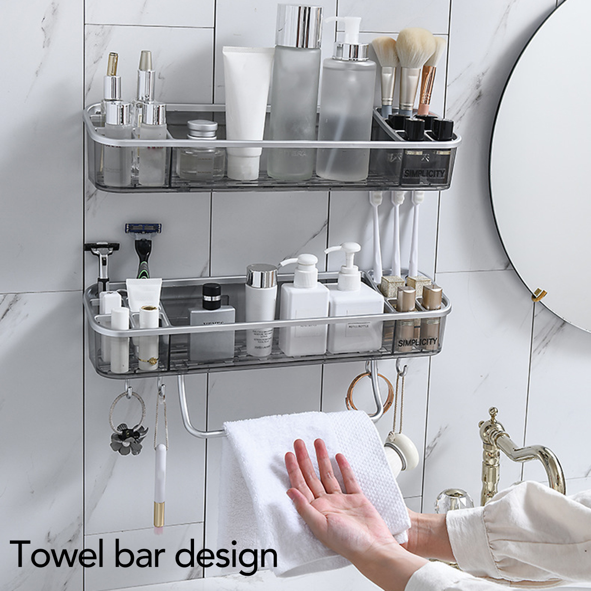 Bathroom-Triangular-Shower-Shelf--Corner-Bath-Storage-Holder-Rack-With-Hooker-1740451-3
