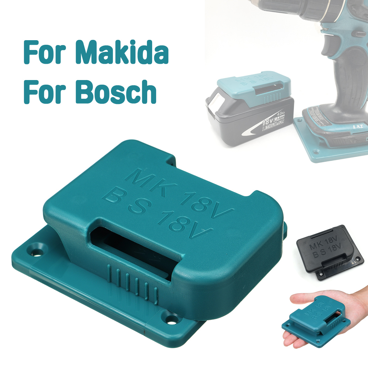 Battery-Mounts-Holder-Storage-Rack-Stand-Slot-ABS-For-Makida-For-Bosch-18V-144V-1716689-1