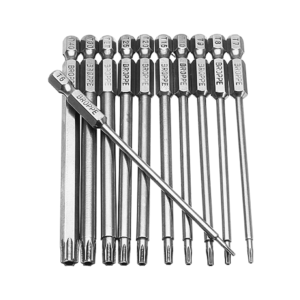 Broppe-11pcs-T6-T40-100mm-Magnetic-Torx-Screwdriver-Bits-14-Inch-Hex-Shank-1142879-2