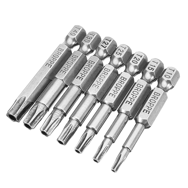 Broppe-7Pcs-50mm-Length-Star-Magnetic-Screwdriver-Bits-T10-T40-14-Hex-Shank-Screwdriver-Set-1153946-1