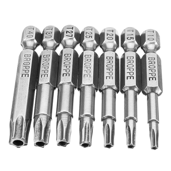 Broppe-7Pcs-50mm-Length-Star-Magnetic-Screwdriver-Bits-T10-T40-14-Hex-Shank-Screwdriver-Set-1153946-2