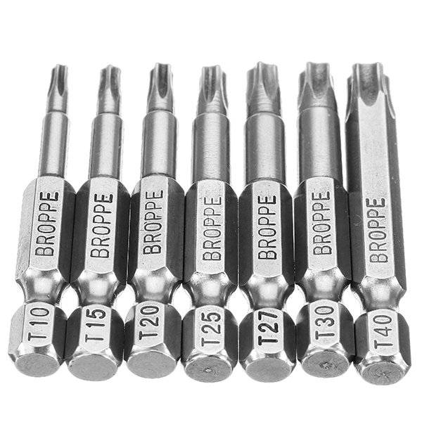 Broppe-7Pcs-50mm-Length-Star-Magnetic-Screwdriver-Bits-T10-T40-14-Hex-Shank-Screwdriver-Set-1153946-3