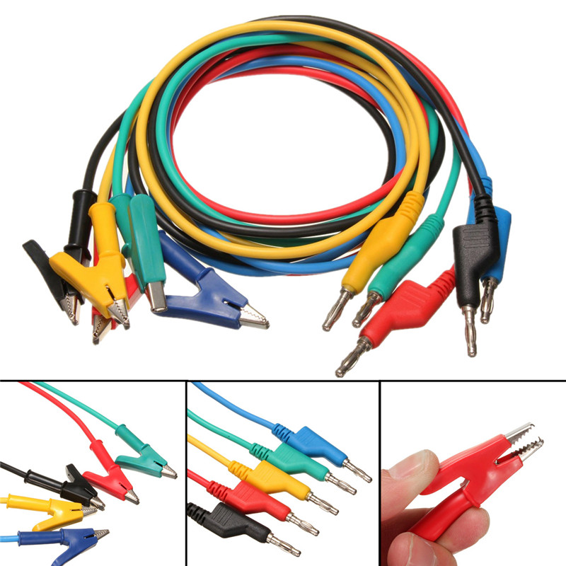 DANIU-5Pcs-1M-4mm-Silicone-Banana-Plug-to-Crocodile-Alligator-Clip-Test-Probe-Lead-Wire-Cable-1955476-1