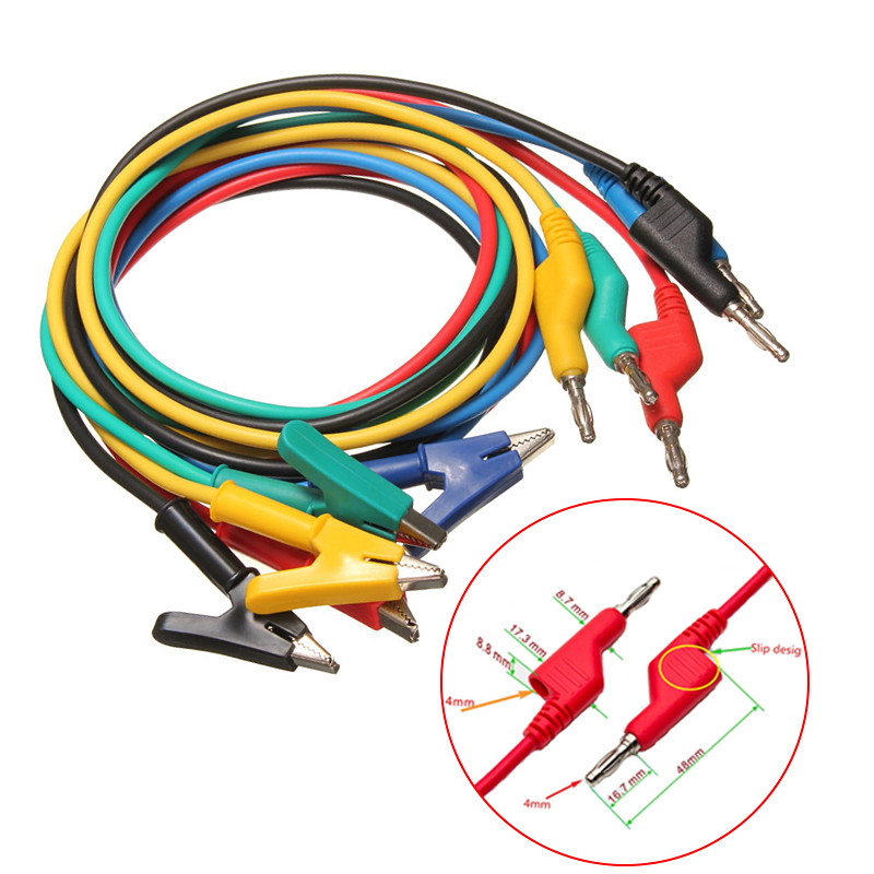 DANIU-5Pcs-1M-4mm-Silicone-Banana-Plug-to-Crocodile-Alligator-Clip-Test-Probe-Lead-Wire-Cable-1955476-4