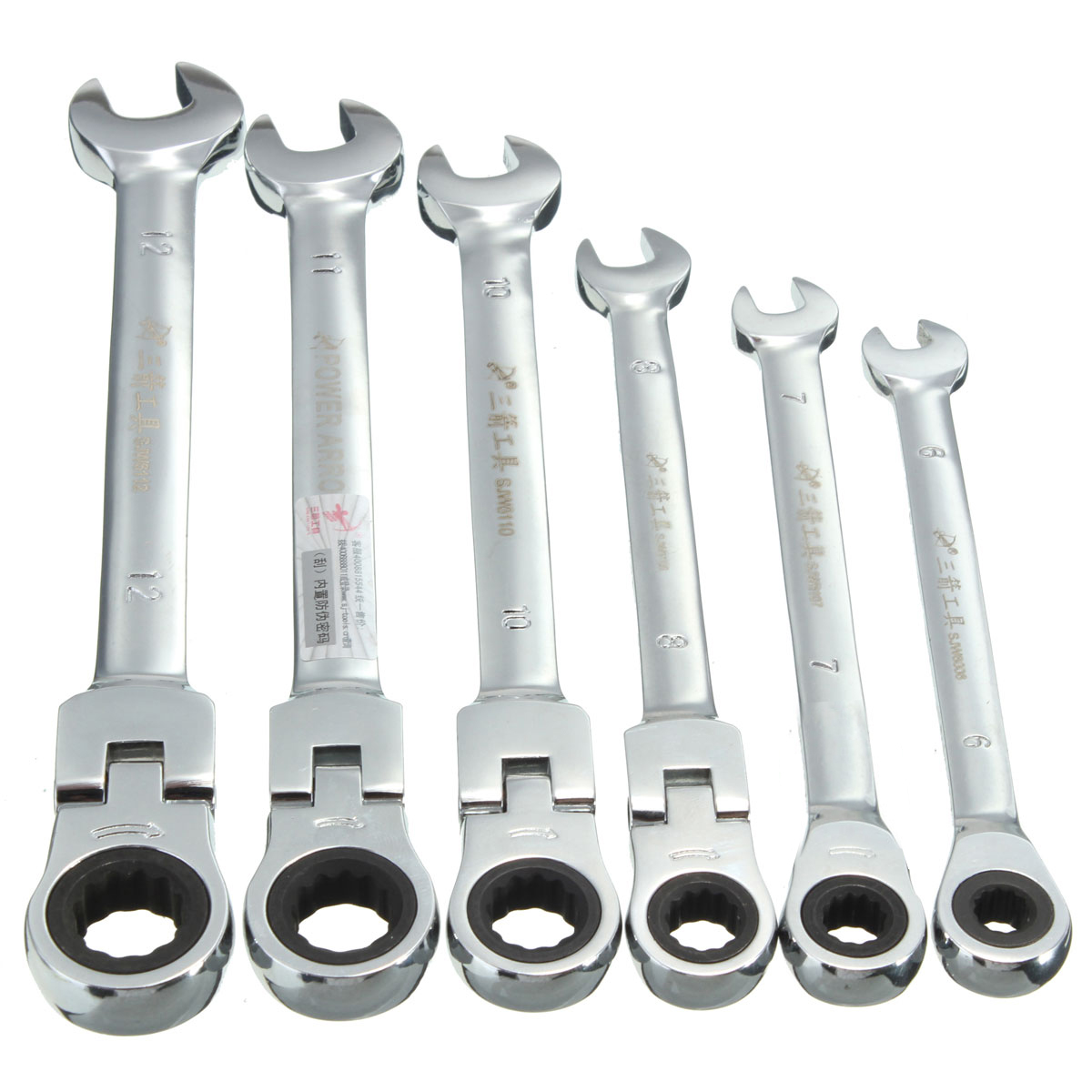 DANIU-Flexible-Pivoting-Head-Ratchet-Combination-Spanner-Wrench-Garage-Metric-Tool-6-Size-1191093-2
