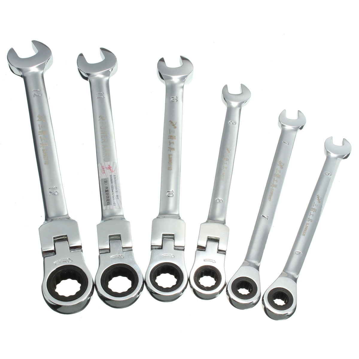 DANIU-Flexible-Pivoting-Head-Ratchet-Combination-Spanner-Wrench-Garage-Metric-Tool-6-Size-1191093-3