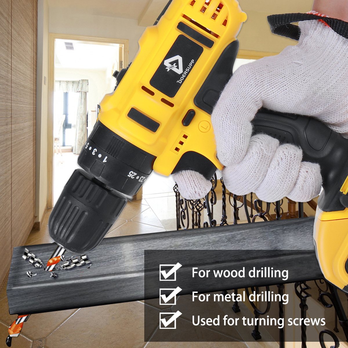 DOERSUPP-48VF-Impact-Drill-Cordless-Screwdriver-Drill-253-Torque-2-Speed-Drilling-Battery-Indicator--1891069-8