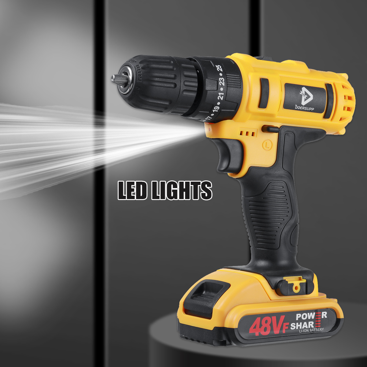 DOERSUPP-48VF-Impact-Drill-Cordless-Screwdriver-Drill-253-Torque-2-Speed-Drilling-Battery-Indicator--1891069-9