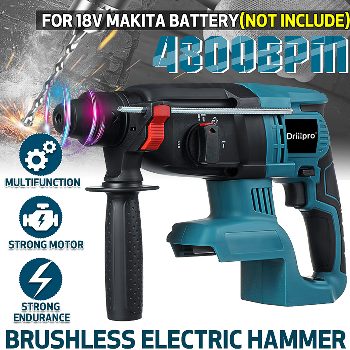 Drillpro-27mm-Brushless-Electric-Hammer-Rotary-Hammers-Multifunctional-Industrial-Grade-Concrete-Lit-1614390-1
