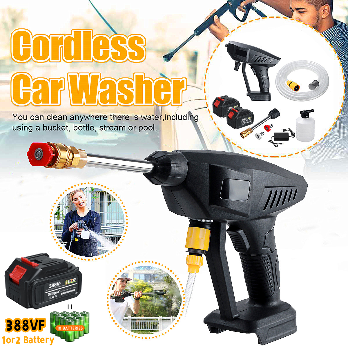 Drillpro-388VF-Cordless-Portable-High-Pressure-Car-Washer-Cleaner-Car-Washing-Guns-W-None12-Battery-1855953-1