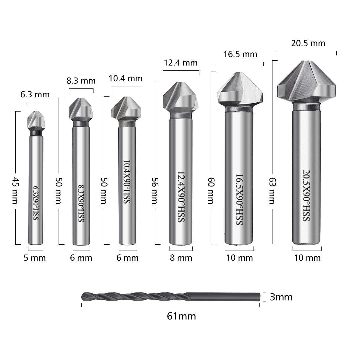 Drillpro-7pcs-5-10mm-Countersunk-Drill-Bit-Countersink-Metal-Woodworking-Tool-1829582-1