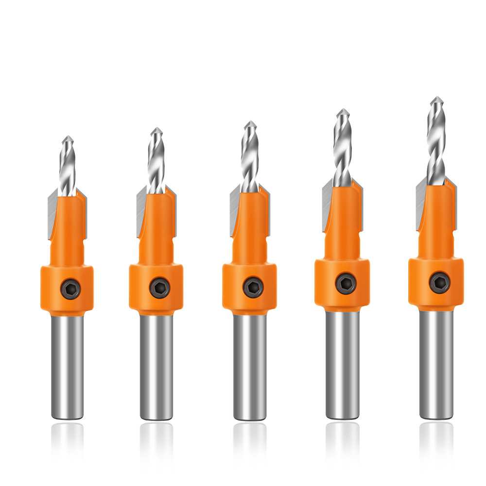 Drillpro-8mm-Shank-HSS-Woodworking-Countersink-Drill-Router-Bit-28x8-to-4x10mm-Carbide-Tip-Screw-Ext-1715814-1